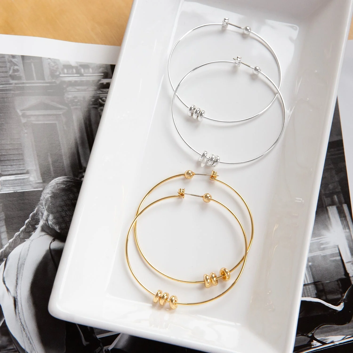 thin hoop with rondelle beads - Image 2