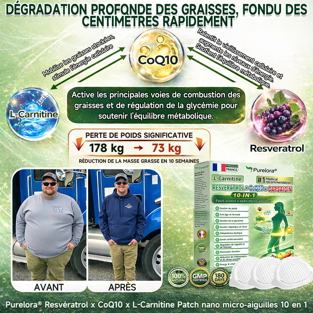 🔥Nouveautés : 80 % de réduction | Patch nano-micro-aiguilles 10-en-1 Purelora® L-carnitine, resvératrol × CoQ10 × capsaïcine (Une seule application par jour, résultats visibles en 7 jours) ✅ Favorise la gestion du poids, la fermeté de la peau - Image 8