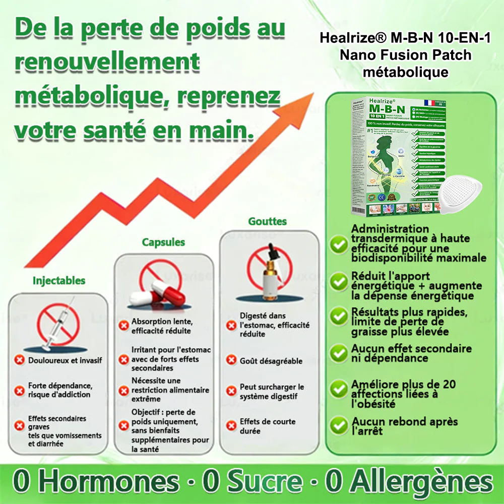 Approuvé par des experts médicaux👩‍⚕️| 𝑯𝒆𝒂𝒍𝒓𝒊𝒛𝒆® 𝑴-𝑩-𝑵 𝟏𝟎-𝐞𝐧-𝟏 Nan𝑜 Fus𝗂𝗈n P𝖺𝗍ch Mé𝑡𝑎𝑏𝑜𝑙𝑖que | 𝙵𝚘𝚛𝚖𝚞𝚕𝚎 𝟭𝟎-𝓮𝓷-1 | 𝙍é𝙨𝙪𝙡𝙩𝙖𝙩𝙨 𝚎𝚗 𝟽 𝚓𝚘𝚞𝚛𝚜 - Image 5
